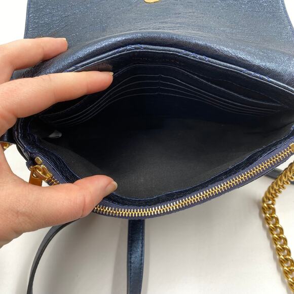 Marc Jacobs Small Single Crossbody Bag Quilted Metallic Midnight Blue Y2K Mini - Picture 10 of 14